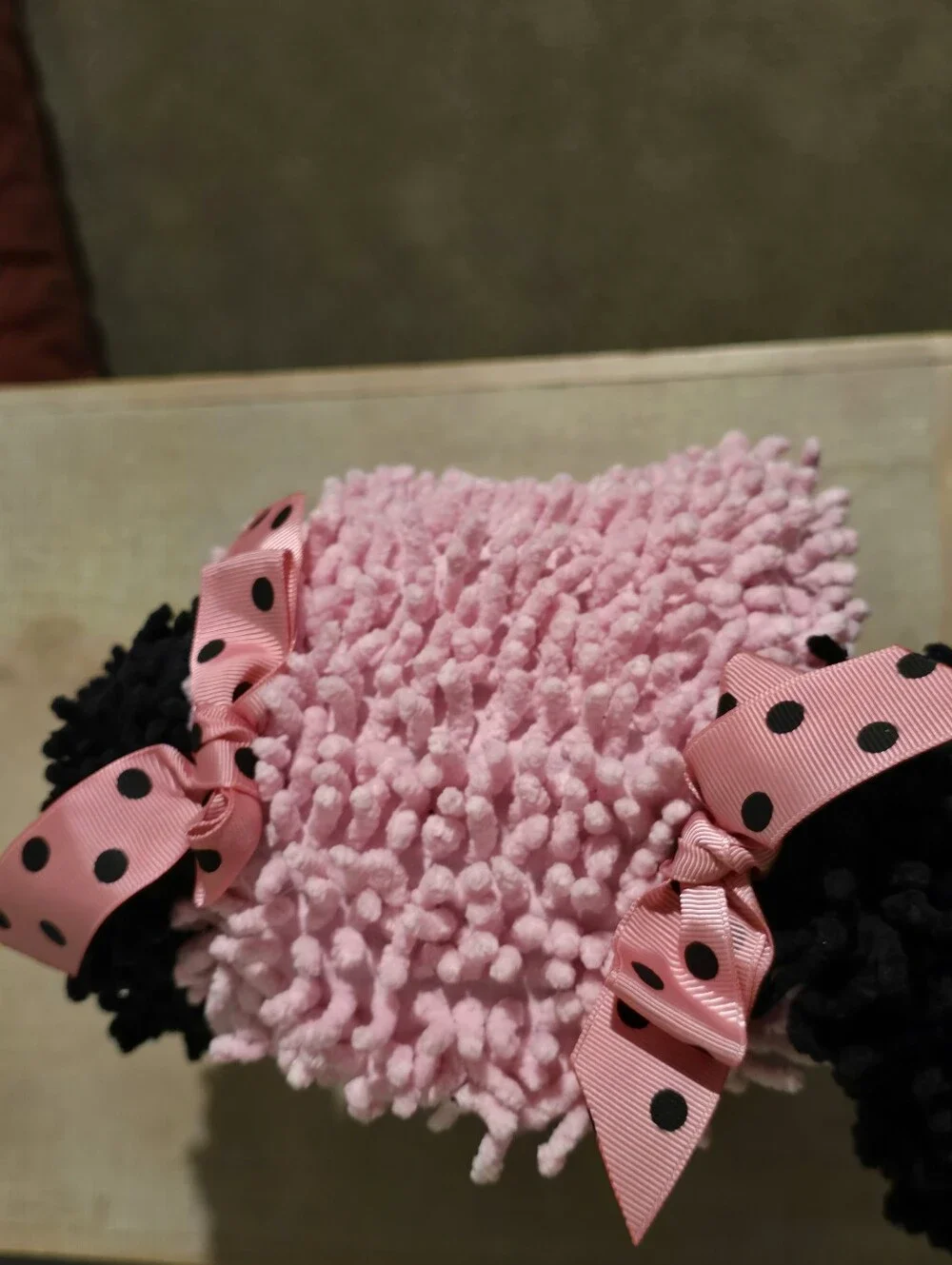Pink Plush Puppy Costume Hood and Mittens for Kids